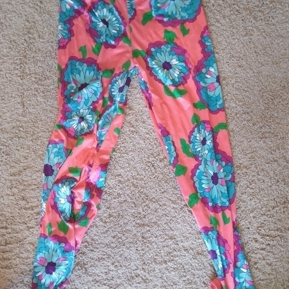 Floral Orange Pants Size Large - Picture 1 of 2